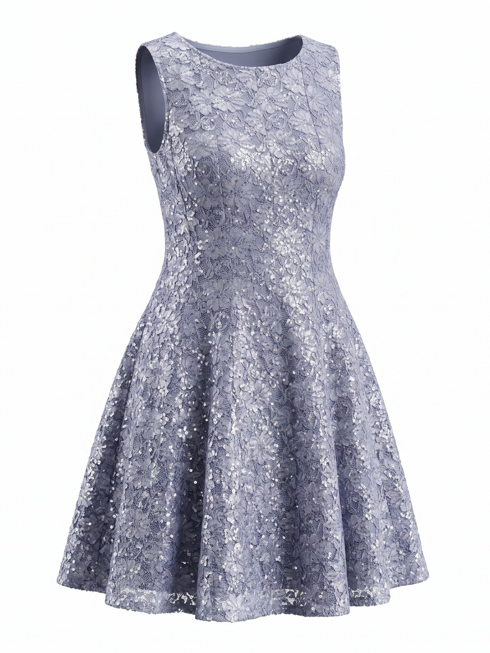Connected Apparel Dusty Taupe Floral Lace Fit & Flare Dress